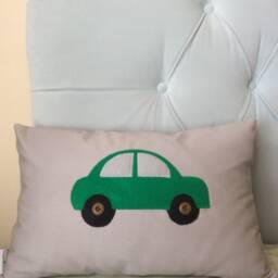 Car Applique Pillow Cover Red Nursery Decor - 12x18 - thumbnail 3