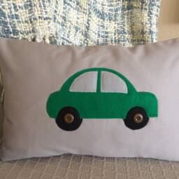 Car Applique Pillow Cover Red Nursery Decor - 12x18 - thumbnail 2