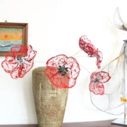 Art Deco Lady With Hat/Metal Mesh, Wire Crochet & Amber Sculpture Ooak - thumbnail 2