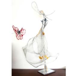 Art Deco Lady With Hat/Metal Mesh, Wire Crochet & Amber Sculpture Ooak - thumbnail 1