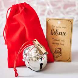 Personalized Believe Bell - Christmas Stocking Filler, Velvet Bag - thumbnail 4