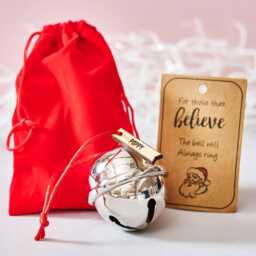 Personalized Believe Bell - Christmas Stocking Filler, Velvet Bag - thumbnail 2