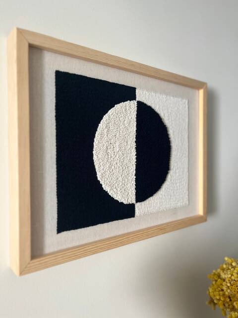 Yin Yang Framed Canvas, Zen Wall Decor, Fiber Artwork - image 1