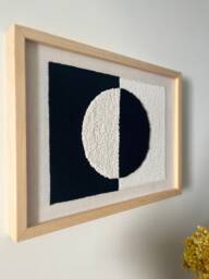 Yin Yang Framed Canvas, Zen Wall Decor, Fiber Artwork