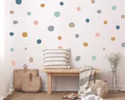 Boho Polka Dot Wall Decals Muted Earth Tones, Nursery Decor - 150 Pack