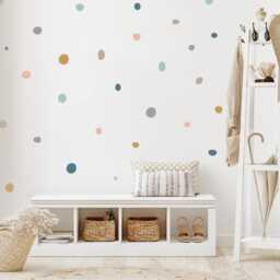 Boho Polka Dot Wall Decals Muted Earth Tones, Nursery Decor - 150 Pack - thumbnail 2