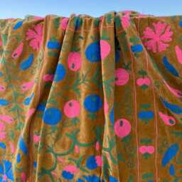 Handmade Velvet Suzani Quilt - Colorful Ethnic Embroidery Blanket - thumbnail 2