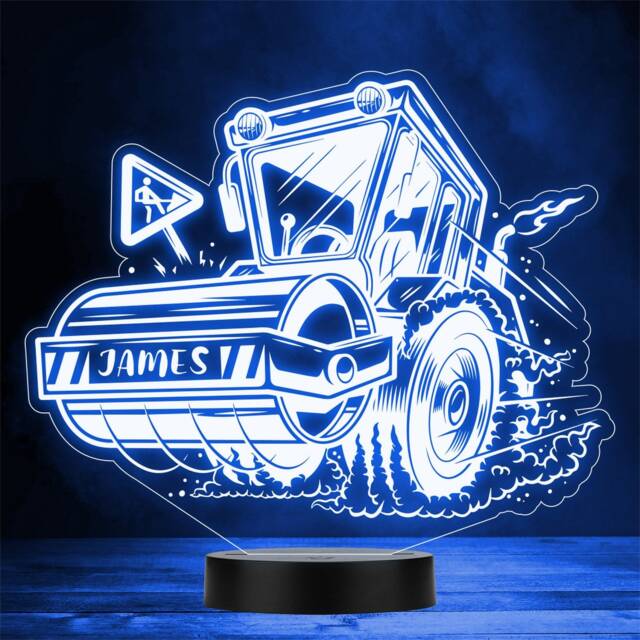 steamroller With Smoke Wheels Personalised Gift Colour Change Led Night Light - image 1