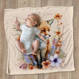 Watercolour Fox - Personalised Extra Soft Luxury Baby Blanket 75cm X - thumbnail 2