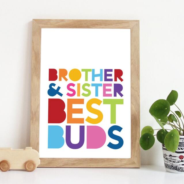 Brother & Sister Wall Art, Playroom Prints, Quote, Best Friends, Girls Bedroom Decor, Boys Decor - image 1