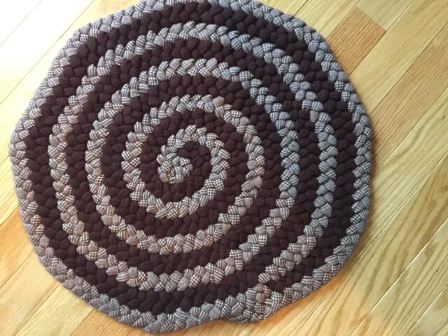 Item #165 Small Burgundy & Print Spiral Round Rug - image 1