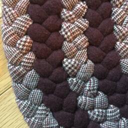 Item #165 Small Burgundy & Print Spiral Round Rug - thumbnail 2