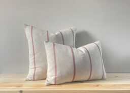 Ellis - Red Stripe Linen Modern Farmhouse Cushion Covers - thumbnail 1