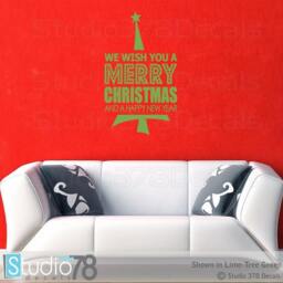 Merry Christmas Subway Art Vinyl Wall Decal - Holiday Home Decor - thumbnail 2