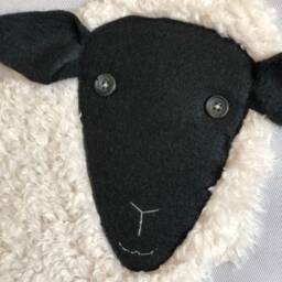 Sheep Pillow Cover Farmhouse Applique Cushion - 16x16 - thumbnail 3