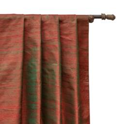 Red & Green Silk Dupioni Curtain Panels - Rod Pocket, Grommet, Box Pleat, Three Pinch Tab Top & Plain Ring Top - thumbnail 1