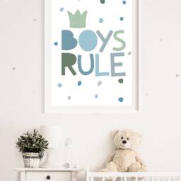 Boys Rule Print, Nursery Prints, Muted Colours, Bedroom Decor, Playroom Wall Art, Home Decor - thumbnail 4