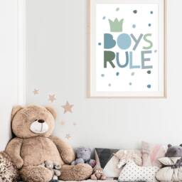 Boys Rule Print, Nursery Prints, Muted Colours, Bedroom Decor, Playroom Wall Art, Home Decor - thumbnail 2