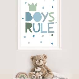 Boys Rule Print, Nursery Prints, Muted Colours, Bedroom Decor, Playroom Wall Art, Home Decor - thumbnail 3