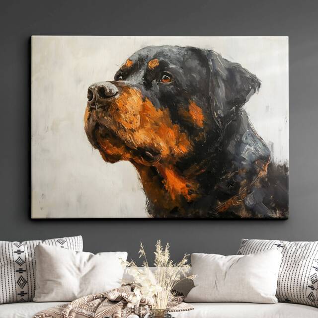 Rottweiler Abstract Dog Oil Painting Framed Poster Print Or Canvas Wall Decor Art Bedroom Home Interior Gift For Pet Lover - image 1