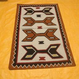 Navajo Kilim Rug, Hand Woven Wool Southwestern Native American Tribal Style Mexican Area 5' X 7' Brown Dhurrie Carpet - thumbnail 2