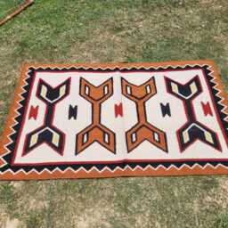 Navajo Kilim Rug, Hand Woven Wool Southwestern Native American Tribal Style Mexican Area 5' X 7' Brown Dhurrie Carpet - thumbnail 4