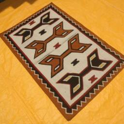 Navajo Kilim Rug, Hand Woven Wool Southwestern Native American Tribal Style Mexican Area 5' X 7' Brown Dhurrie Carpet - thumbnail 3