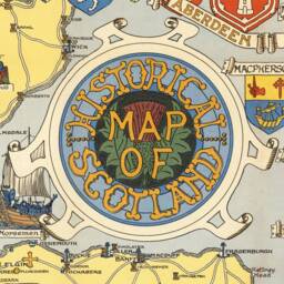 Historical Map Of Scotland - 1950 Pictorial Scottish Family Coats-Of-Arms Clan Chiefs Inverness Aberdeen Edinburgh Glasgow - thumbnail 2