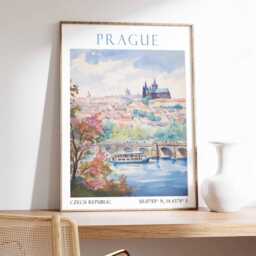 Prague Travel Print, Poster, Czech Republic Wall Art, Charles Bridge Decor, Gift, Vintage Art - thumbnail 2