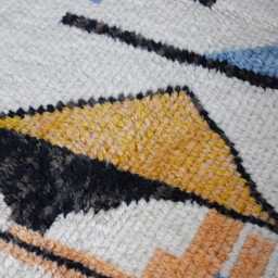 Handmade Abstract Wool Berber Rug Moroccan Artisanal Carpet - 6.2x5.2 Ft - thumbnail 4