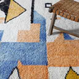Handmade Abstract Wool Berber Rug Moroccan Artisanal Carpet - 6.2x5.2 Ft - thumbnail 3