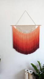 Ombre Sunset Dip Dyed Macrame Tapestry/Wall Hanging, Vibrant Colors, Bohemian Wall Decor, Macrame Mural & Design