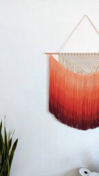 Ombre Sunset Dip Dyed Macrame Tapestry/Wall Hanging, Vibrant Colors, Bohemian Wall Decor, Macrame Mural & Design - thumbnail 3