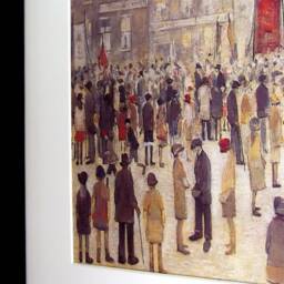 L S Lowry Authentic Art Print - A Procession Satin Black Frame With White Mount & Textured Image - thumbnail 3