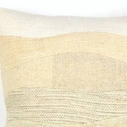 Textured Throw Pillow White Cream Blue 18x18 Landscape Patchwork Cushion Woven 45x45 Primitive Woolen Rustic Decorative - thumbnail 2