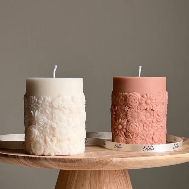 Sculptural Flower Candle - Soy Wax Home Decor - image 1