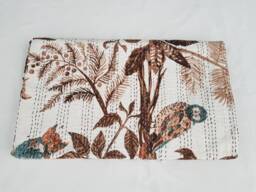 Queen Traditional Owl Kantha Quilt Bohemian Indian Handmade 100% Cotton Bed Cover Ethnic Hand Stitches Reversible Throw - thumbnail 1