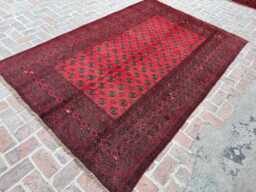 6x9 Khal Mohammadi Afghan Rug - Hand-Knotted Wool Carpet Deep Red Tribal Oriental Design For Living Room Decor Boho Gift - thumbnail 1
