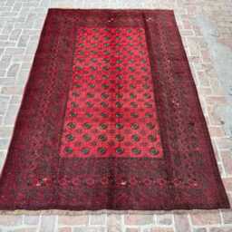 6x9 Khal Mohammadi Afghan Rug - Hand-Knotted Wool Carpet Deep Red Tribal Oriental Design For Living Room Decor Boho Gift - thumbnail 2