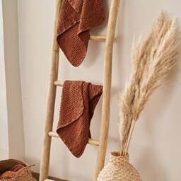 Set Of 2 Tobacco Linen Waffle Hand Towels Softened Cotton-Linen Hem - thumbnail 2
