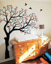 Large Tree Wall Decal - Nursery Decor With Birds & Leaves - thumbnail 1