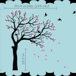 Large Tree Wall Decal - Nursery Decor With Birds & Leaves - thumbnail 2