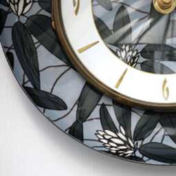 Modern Floral Wall Clock - New 20cm Metal Handmade Vintage Retro Gift Leaf Pattern Off The Clocks - thumbnail 4
