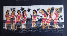 Vintage Batik Indigo Wall Hanging, Abstract Cotton Tapestry - thumbnail 1