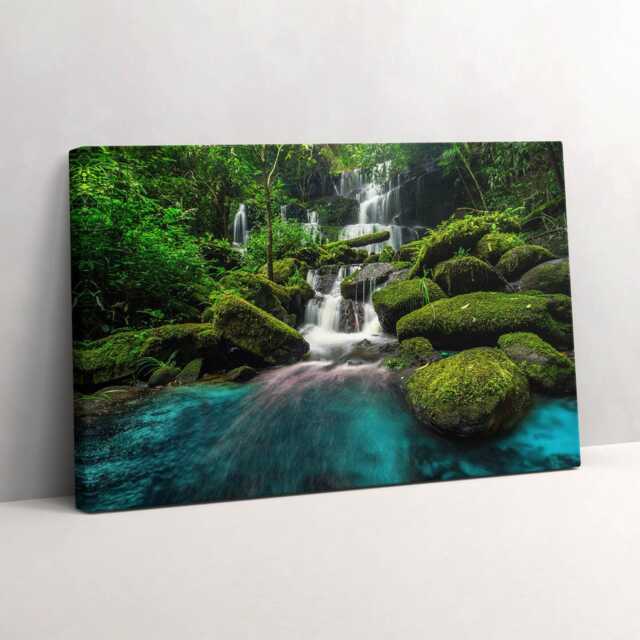 Thailand Waterfall Canvas Print Phu Tub Berk Mountain Green Wall Decor - image 1