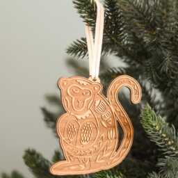 Monkey Wood Ornament [Animal Art Ornaments, Mama Nature Wooden Personalized Gifts, Christmas, Holiday, Stocking Stuffers] - thumbnail 3