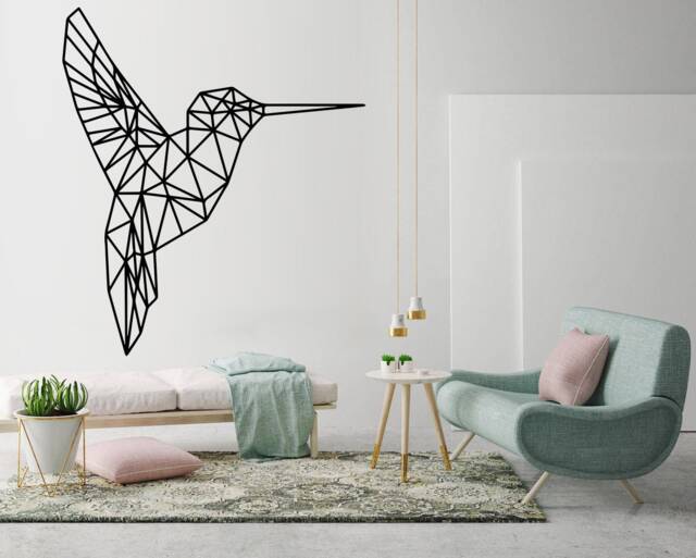 Geometric Hummingbird Wall Decal Modern Nursery Art - image 1