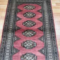 2.6x5 Pink Color Bokhara Rug - 0.80x1.20 Bedroom Luxury Area Turkish Fine Quality Afghan - thumbnail 3