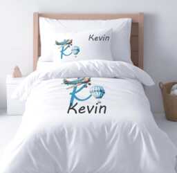 Personalized Airplane Kids Duvet Cover Boy Aviation Nursery Bedding Set