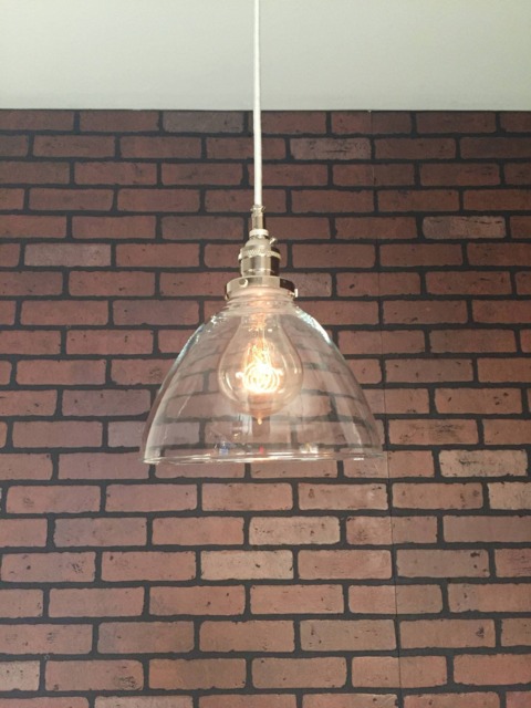"Industrial Pendant Light -Chrome 8"" Clear Glass Cone Shade With Patented ""Huila Electrical Connectors" - image 1